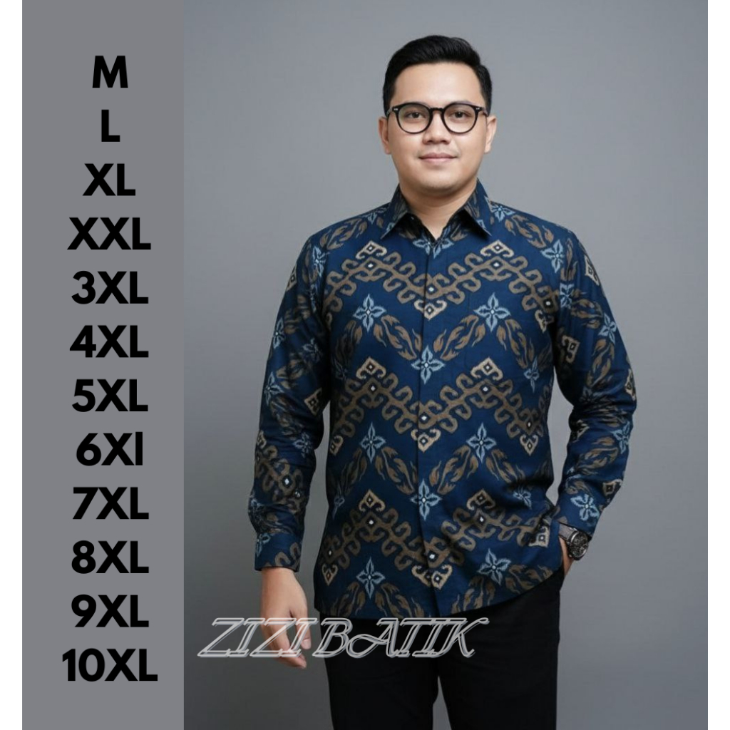 Batik Pria jumbo | Kemeja Batik Pria Lengan Panjang size M L XL XXL 3XL - 10XL JUMBO
