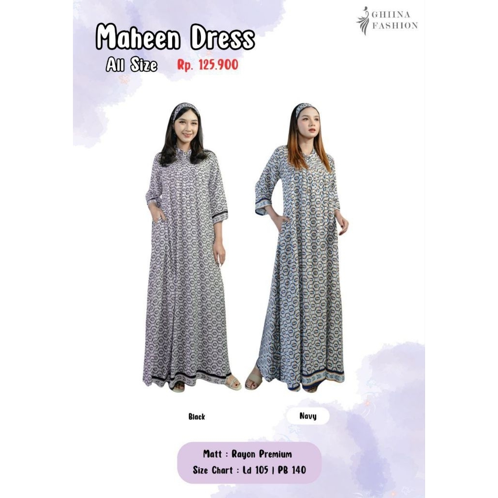 Maheen Dress | Dress Ghiina Fashion dress lengan pendek dress rumahan daster rayon daster rumahan da