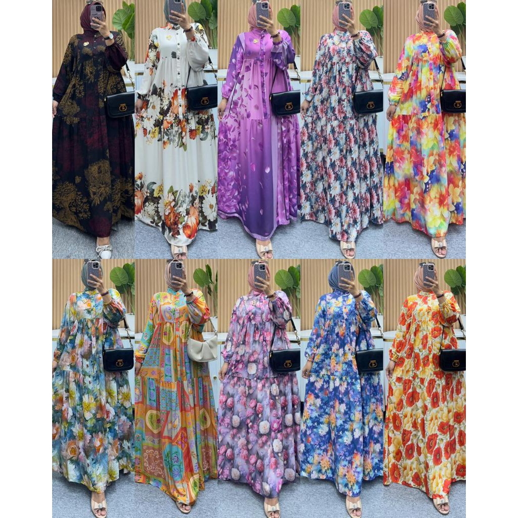 Gamis  susun bunga