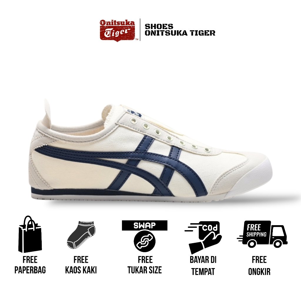 Onitsuka Tiger mexico 66 slip on shoes midnight free paperbag & kaos kaki
