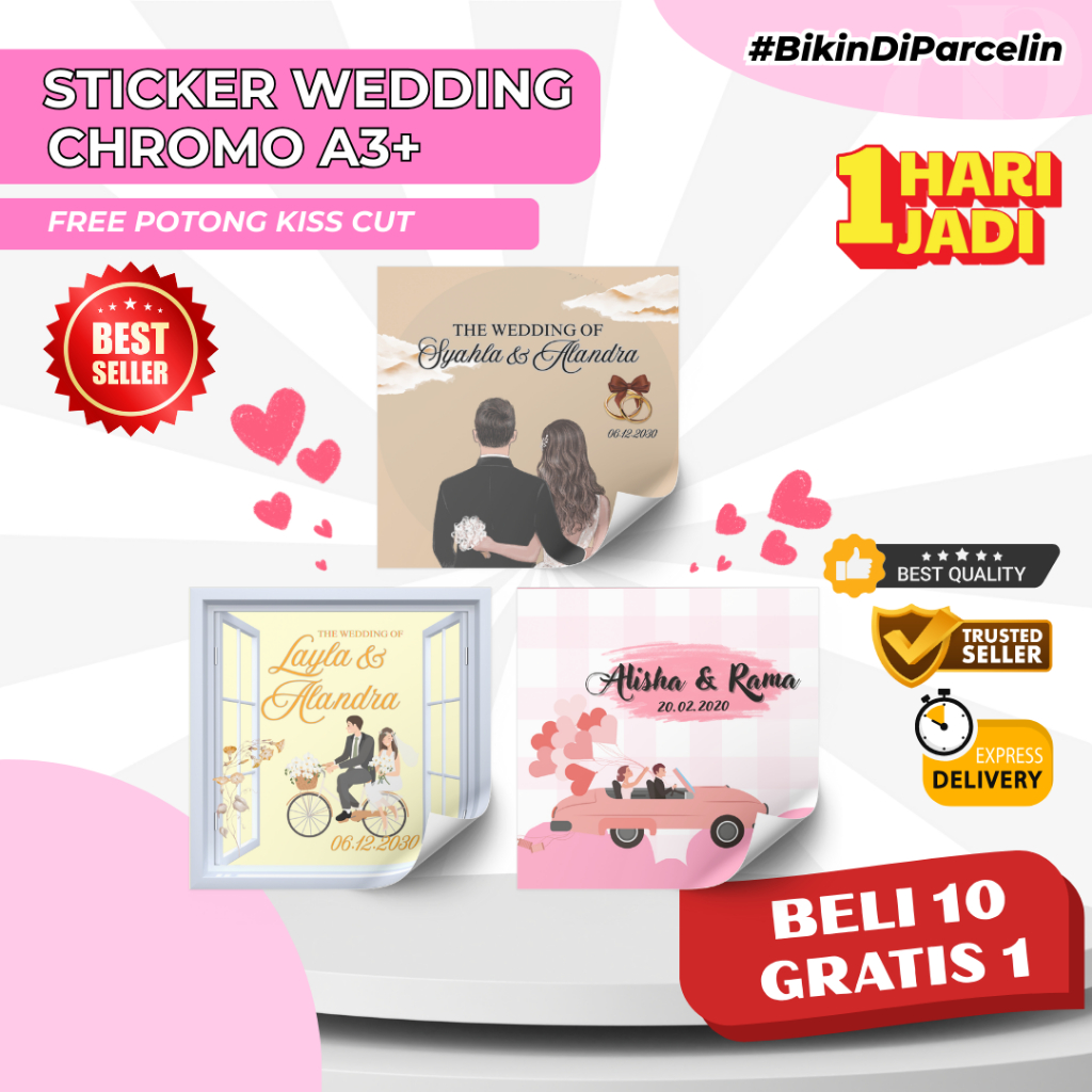 

Stiker Wedding | Stiker Souvenir Pernikahan | Stiker Nikah | Souvenir Nikah - A3+ Chromo Kotak