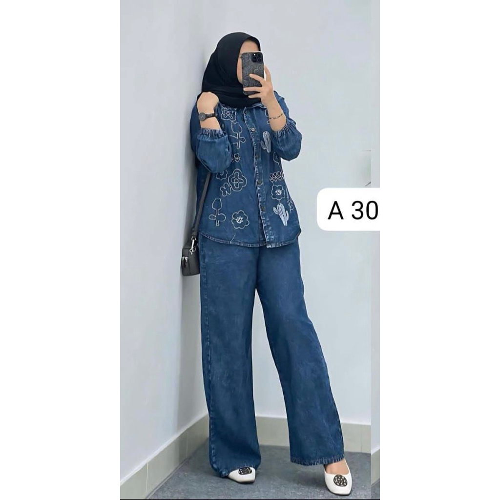 set jeans kulot bordir, Set jeans Pita