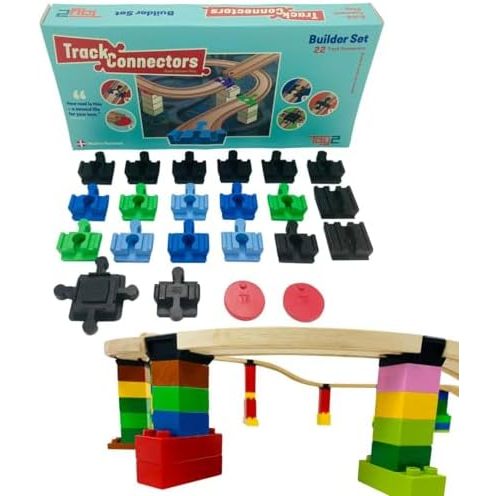 Wooden Train Track Accessories - Plastic Track Connectors for Wooden Train Track Set