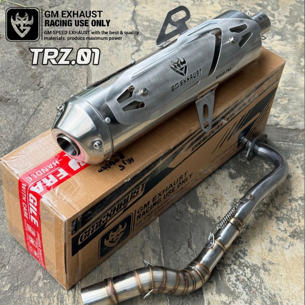 Knalpot Standar Racing GM Exhaust TRZ01 Nmax Aerox Pcx Vario dll Inlet 38mm Stainless steel Cover st