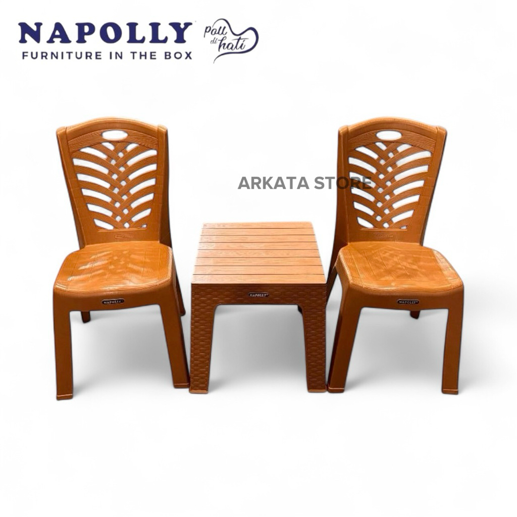 1 SET 2 Kursi BIG 209C + MAPAN 45 - 1Set Napolly Kursi Bangku 209 C Sender Plastik Rotan Anyam Anyam