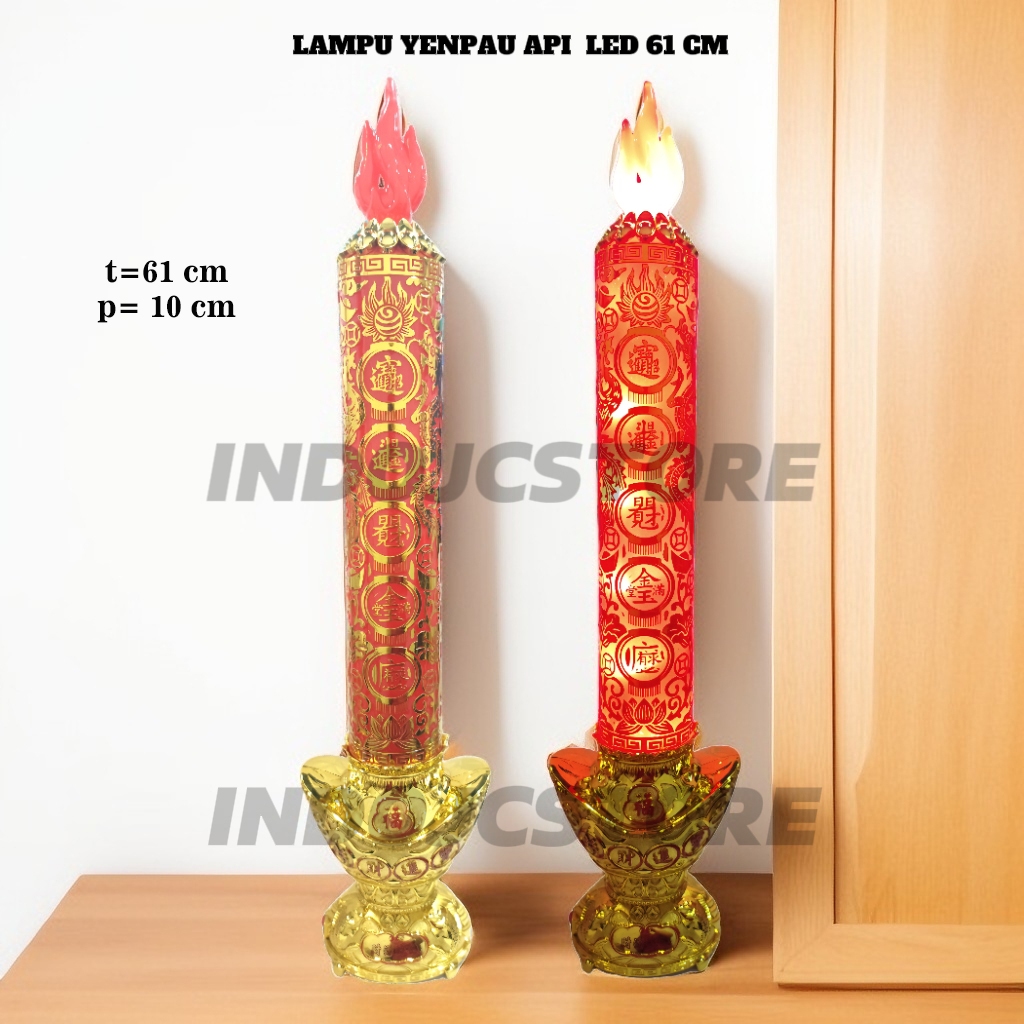 Lampu Altar Meja Sembahyang Lilin Yenpau Api 61 cm LED