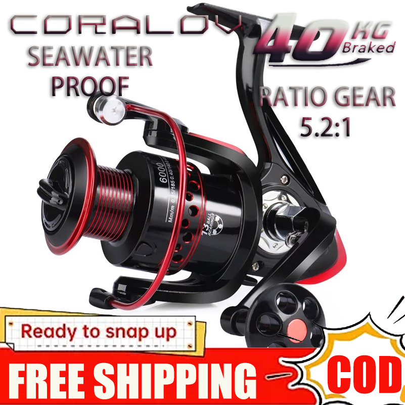 Coralov Reel Pancing Metal LK2000 – 7000 Spinning Fishing Reel Pancing Ikan Logam Metal CNC 14 BB