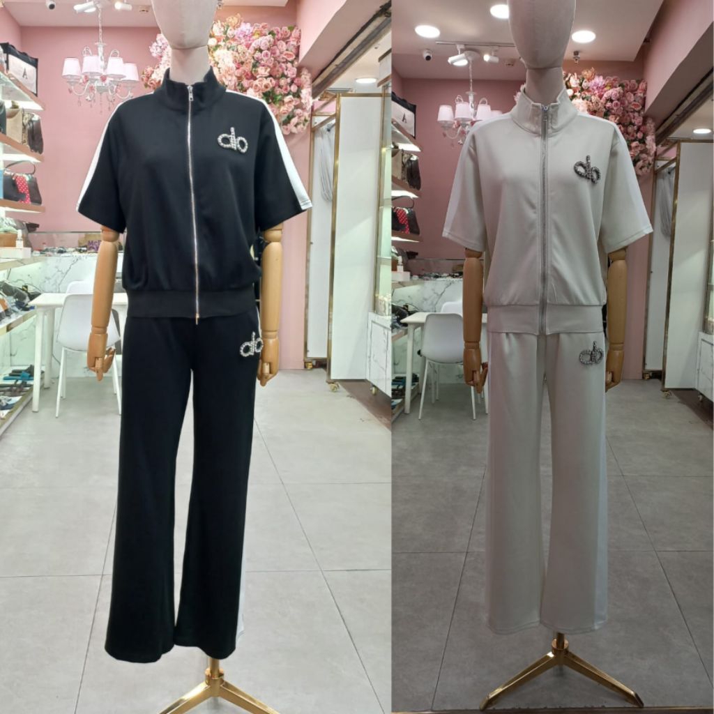 Marnovahome - Sephia Setelan Celana Panjang Wanita Lengan Pendek Katun Halus Premium