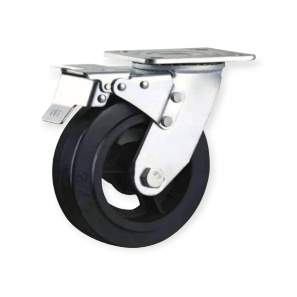 Roda Troli Karet Heavy Duty 6 Inch Rem