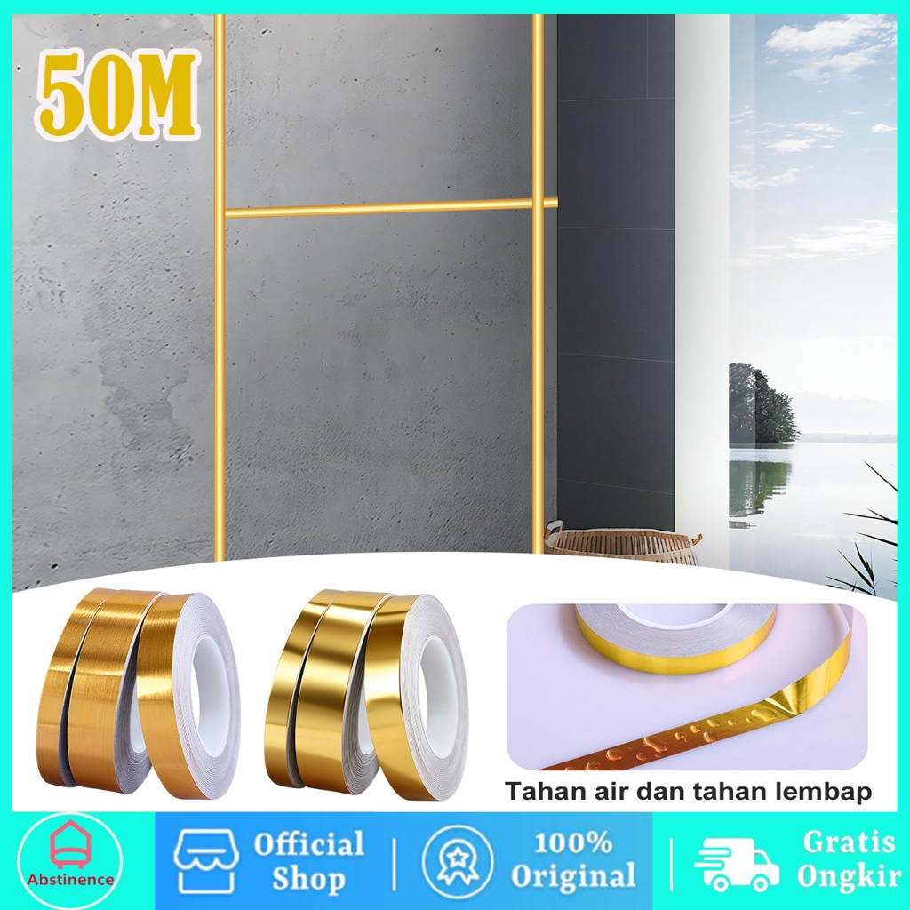 50M stiker pembatas keramik Gulungan Sticker Gold Pembatas Nat Keramik
