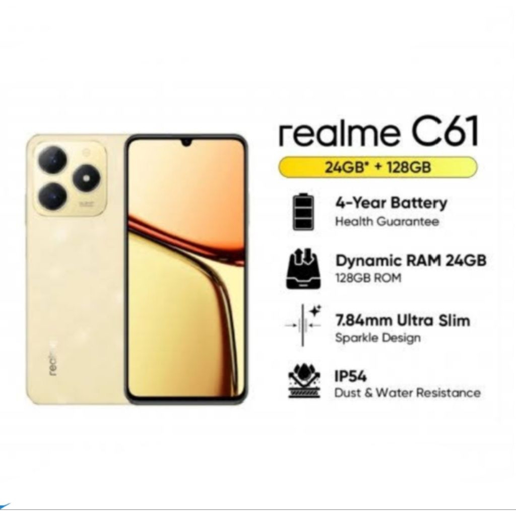 HP REALME C61 8/128 GB -RELMI C 61 RAM 8GB ROM 128GB GARANSI RESMI