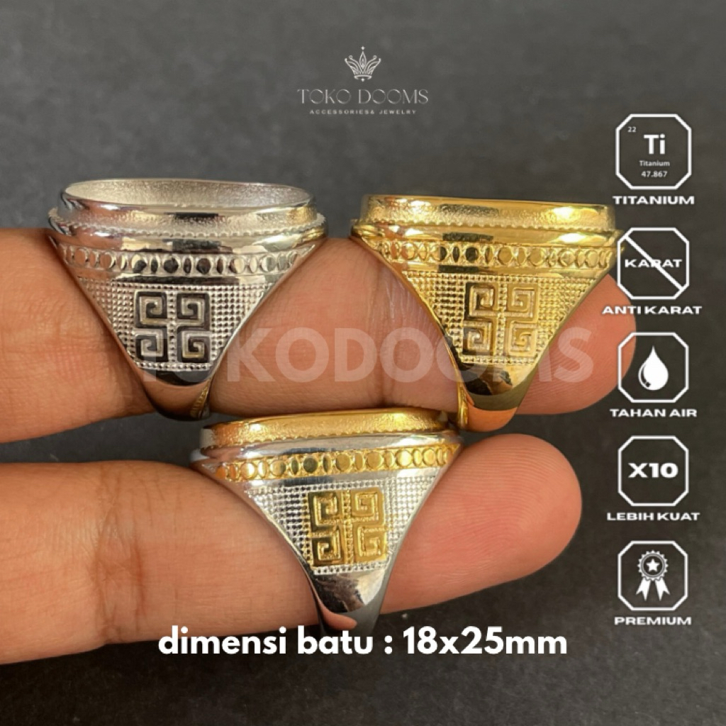 cincin ring emban S2 [TITANIUM] 18x25 elegan super halus super istimewa