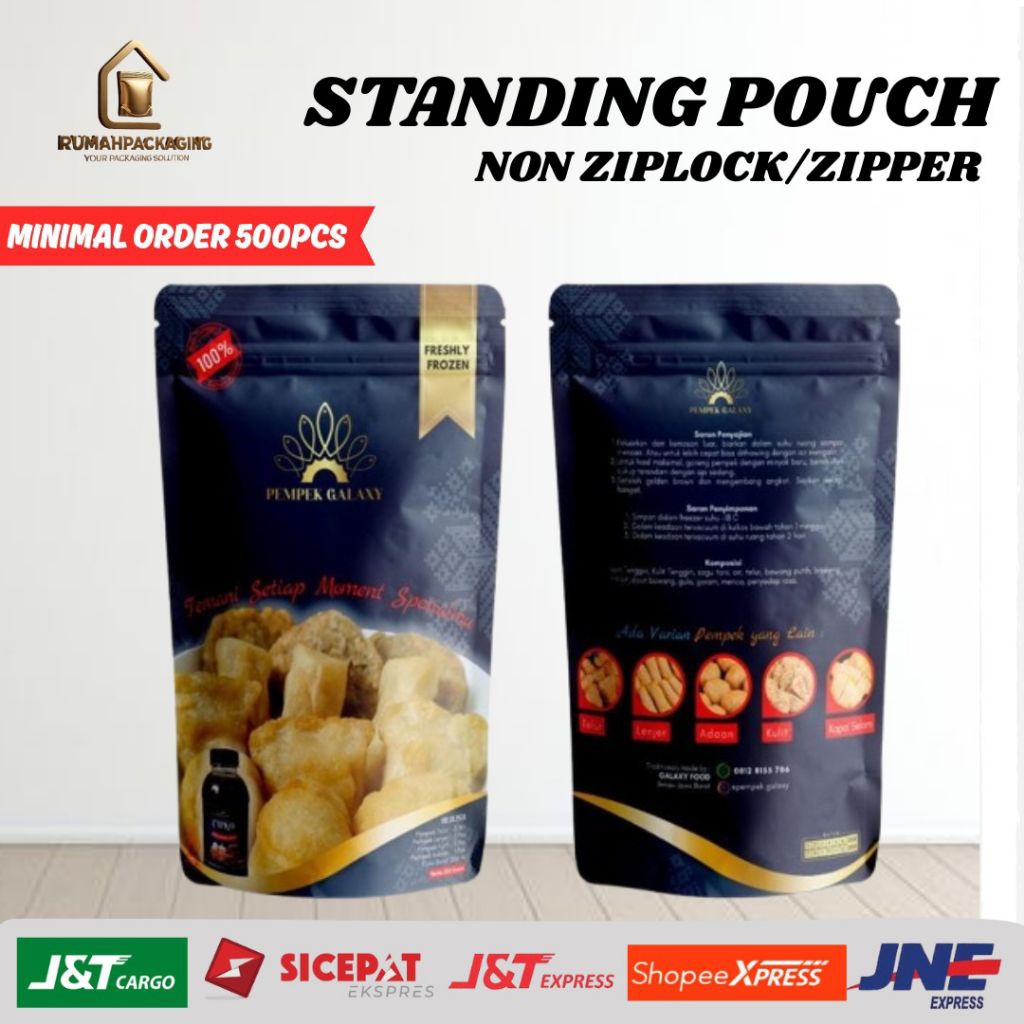 Cetak Kemasan Standing Pouch Full Printing Non Ziplock/Zipper