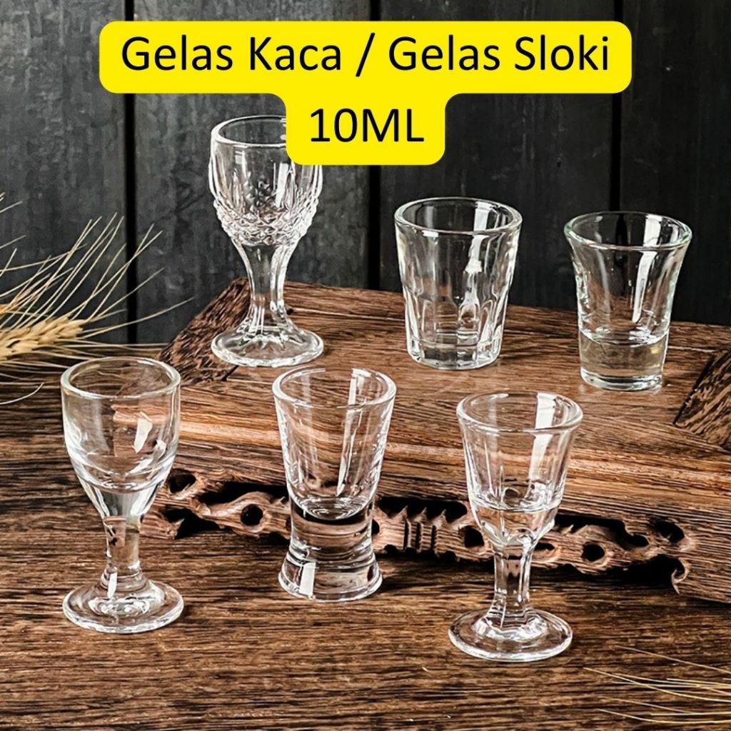 HHS - Gelas Kaca Mini | Gelas Sloki / Gelas Whiskey / Gelas Wine Mini | Shot Glass 10ml Gelas Whiske