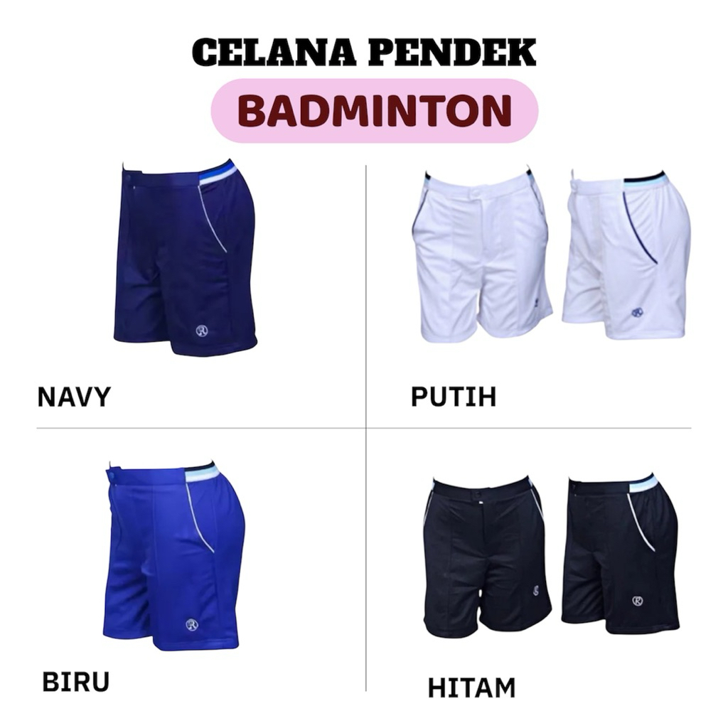 Celana Badminton Pendek Pria Olahraga Tenis Test Akademi TNI Polri Seragam Tim Padel