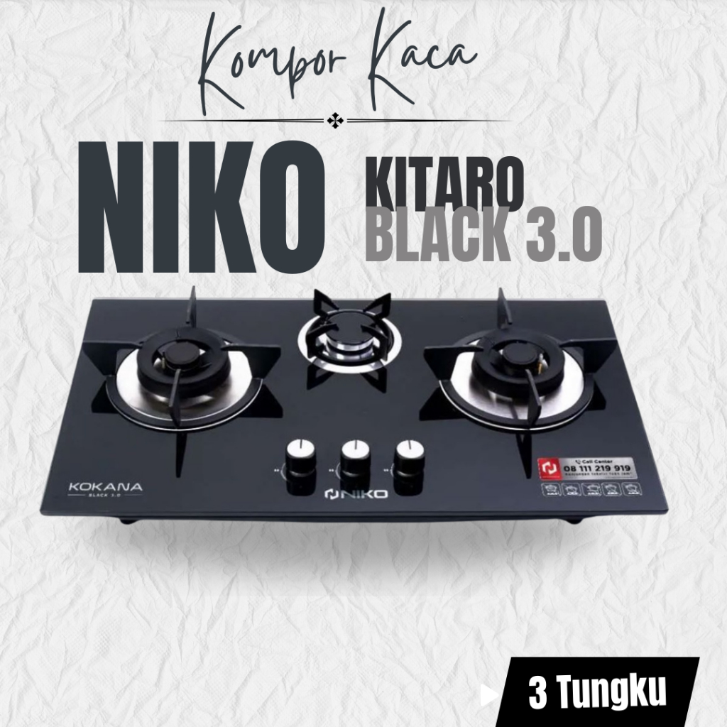 Niko Kokana Black 3.0 Kompor Gas 3 Tungku Paket || Niko Kompor Gas 3 Tungku