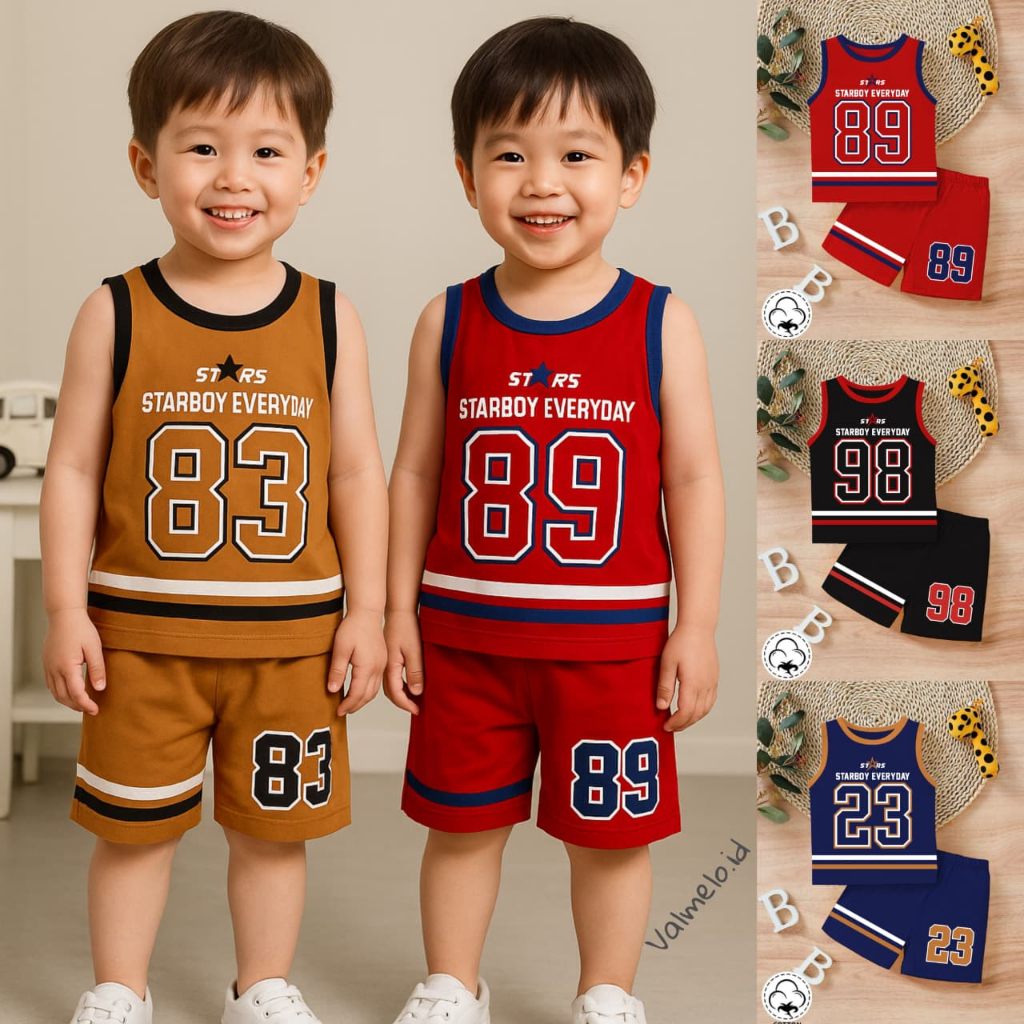 VALMELO SETELAN ANAK LAKI-LAKI/BAJU ANAK COWOK SINGLET/SETELAN BAYI