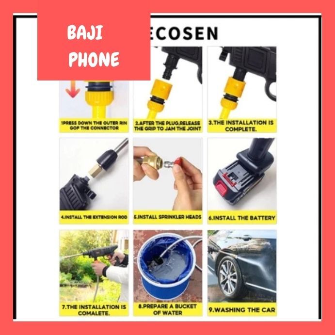 PAKAI KOPER} mesin cuci mobil Jet Cleaner Tekanan 199V 100Bar Mesin Cuci Mobil dan Motor Mini Portab