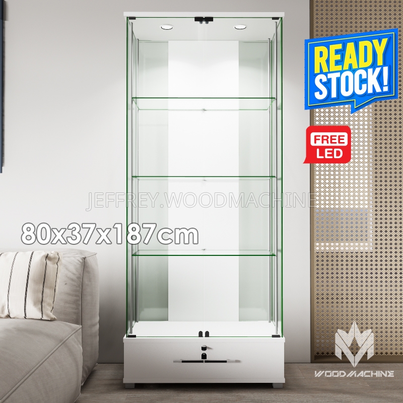 Lemari pajang piala pajangan rak kaca boneka medali koleksi dx8