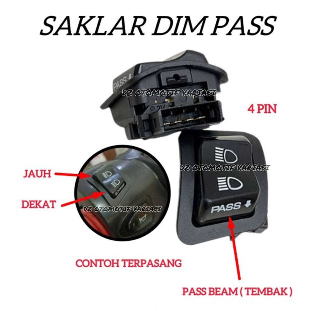 Saklar Pass Beam 4 Pin Tombol Pass Beam Hitam Motor Honda Saklar Vietnam / Saklar Pass Beam 4 Kaki