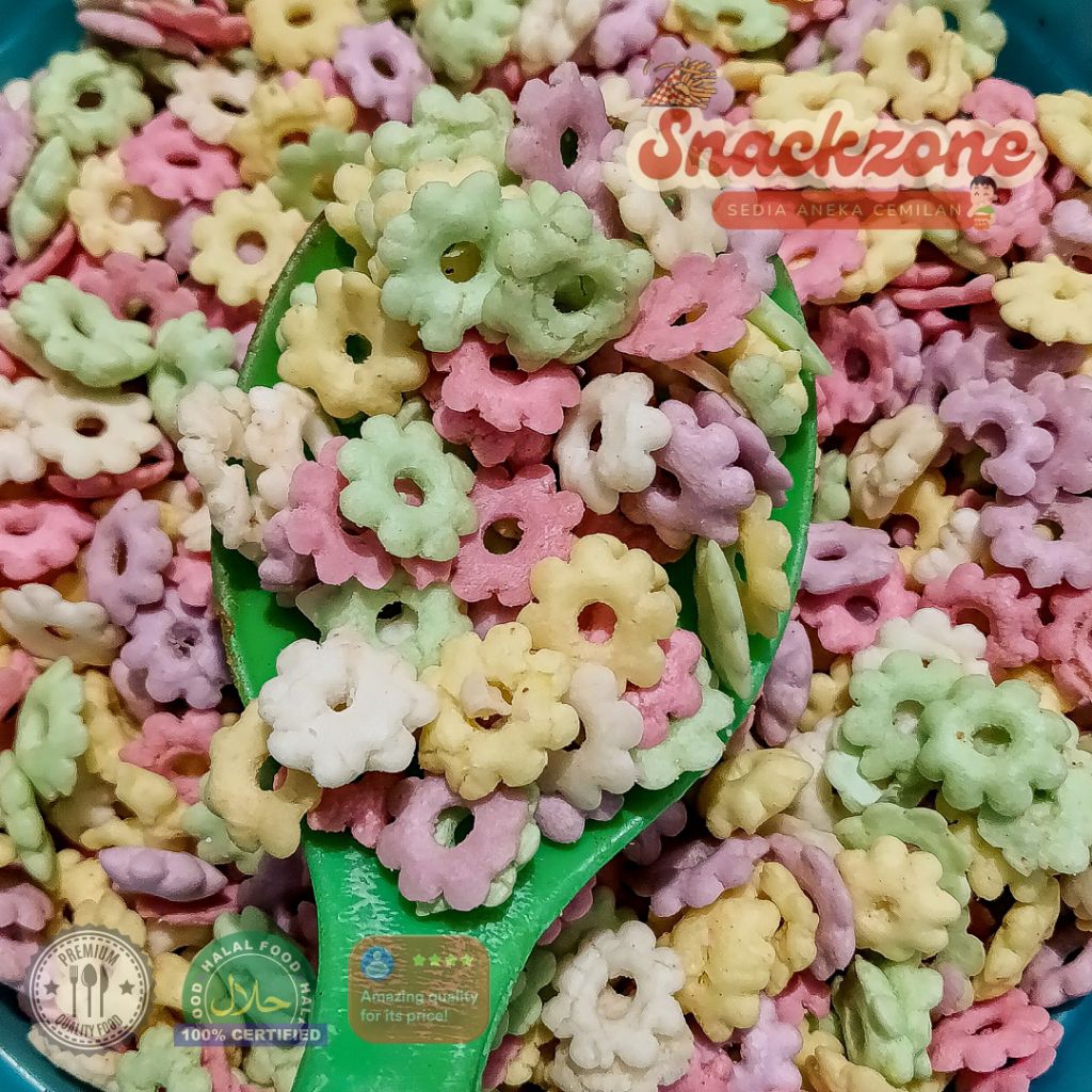 TERMURAH AJISAN SAKURA WARNA / SNACK BUNGA JADUL / SAKURA WARNA / SNACK MURAH KILOAN
