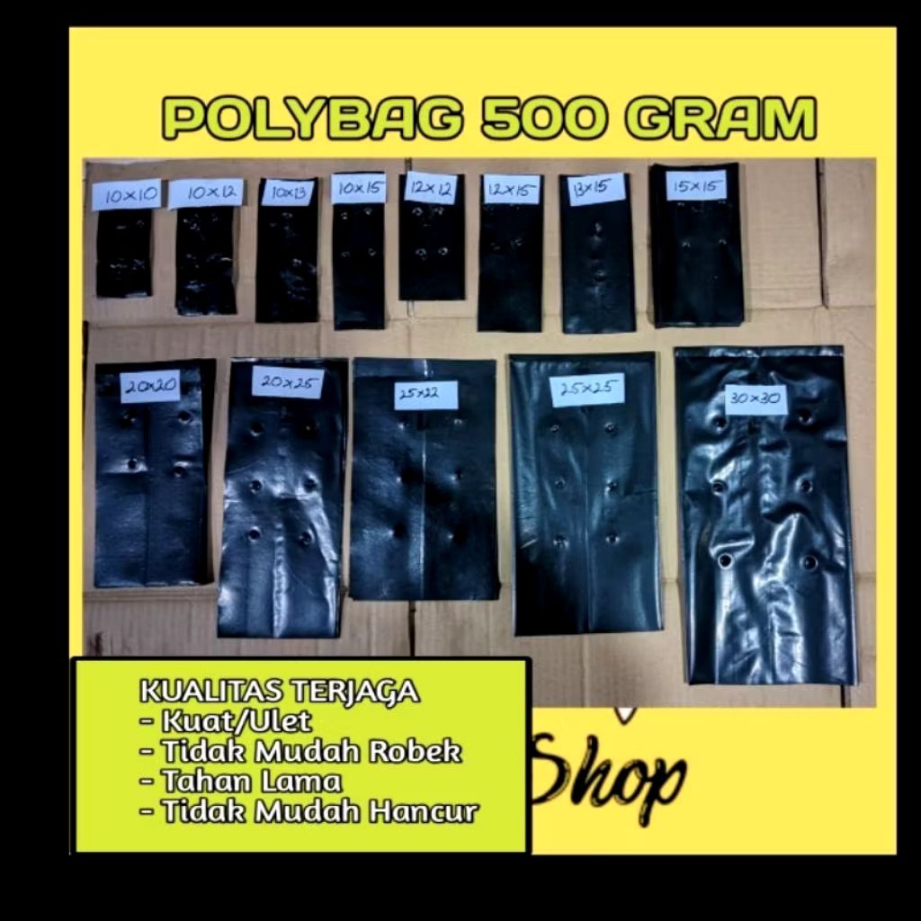 Polybag tanaman Kemasan 500 grm/Polybag Kecil/Sedang/Polybag hitam ukuran Kecil/Plastik tanaman/Medi