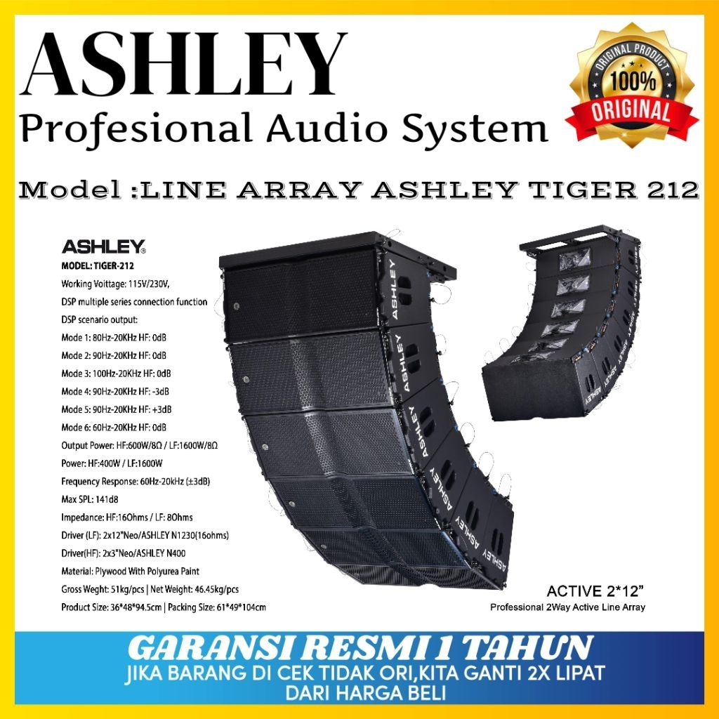 Speaker Line Array Ashley Tiger 212 Original Speaker Line Array Ashley 2X12inch