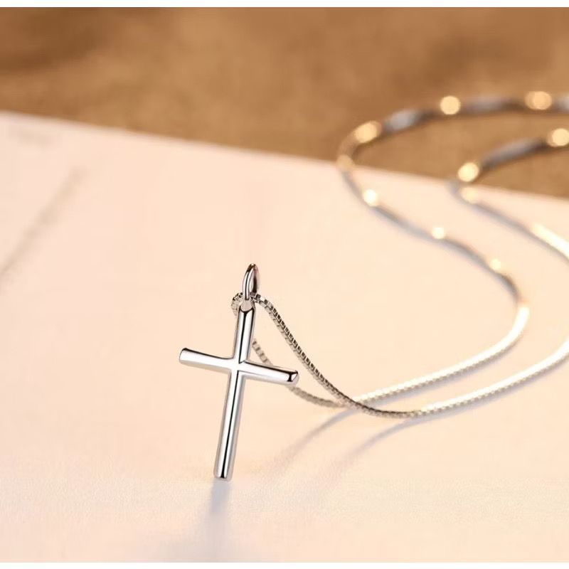 KALUNG TITANIUM PRIA WANITA LIONTIN SALIB ANTI KARAT SIMPLE / Kalung Salib Titanium Anti Karat