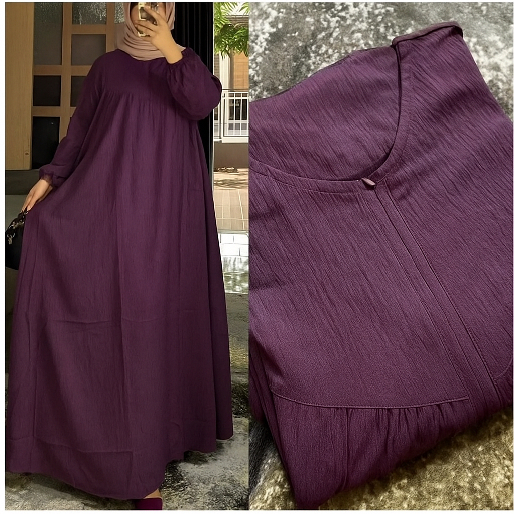 Gamis Lebar Mayung Warna Bergundi / Gamis Lebaran Terbaru / Gamis Lebaran 2026 Model gamis Terbaru