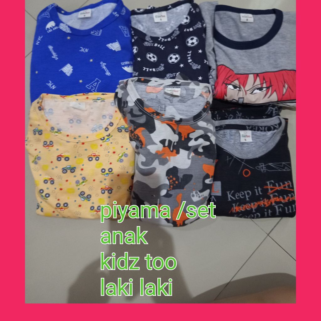 piyama/setelan anak kidz too baju tidur /anak laki laki