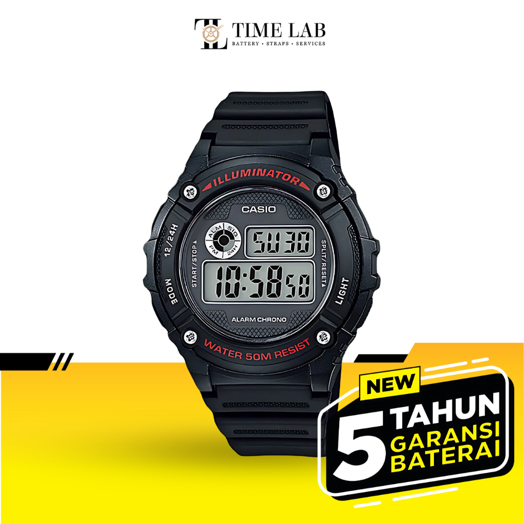 JAM TANGAN PRIA CASIO W-216H-1A / W 216H 1A DIGITAL RUBBER ORIGINAL TIMELAB