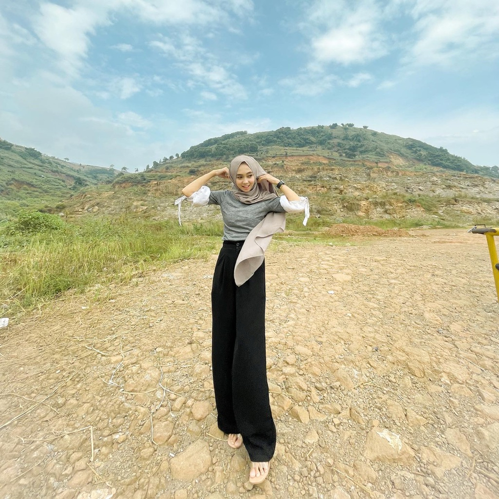 CELANA KULOT WANITA WOLFIS HITAM PREMIUM HIGH WAIST | LONG PANTS | BASIC KANTOR Muslim Panjang Bawah