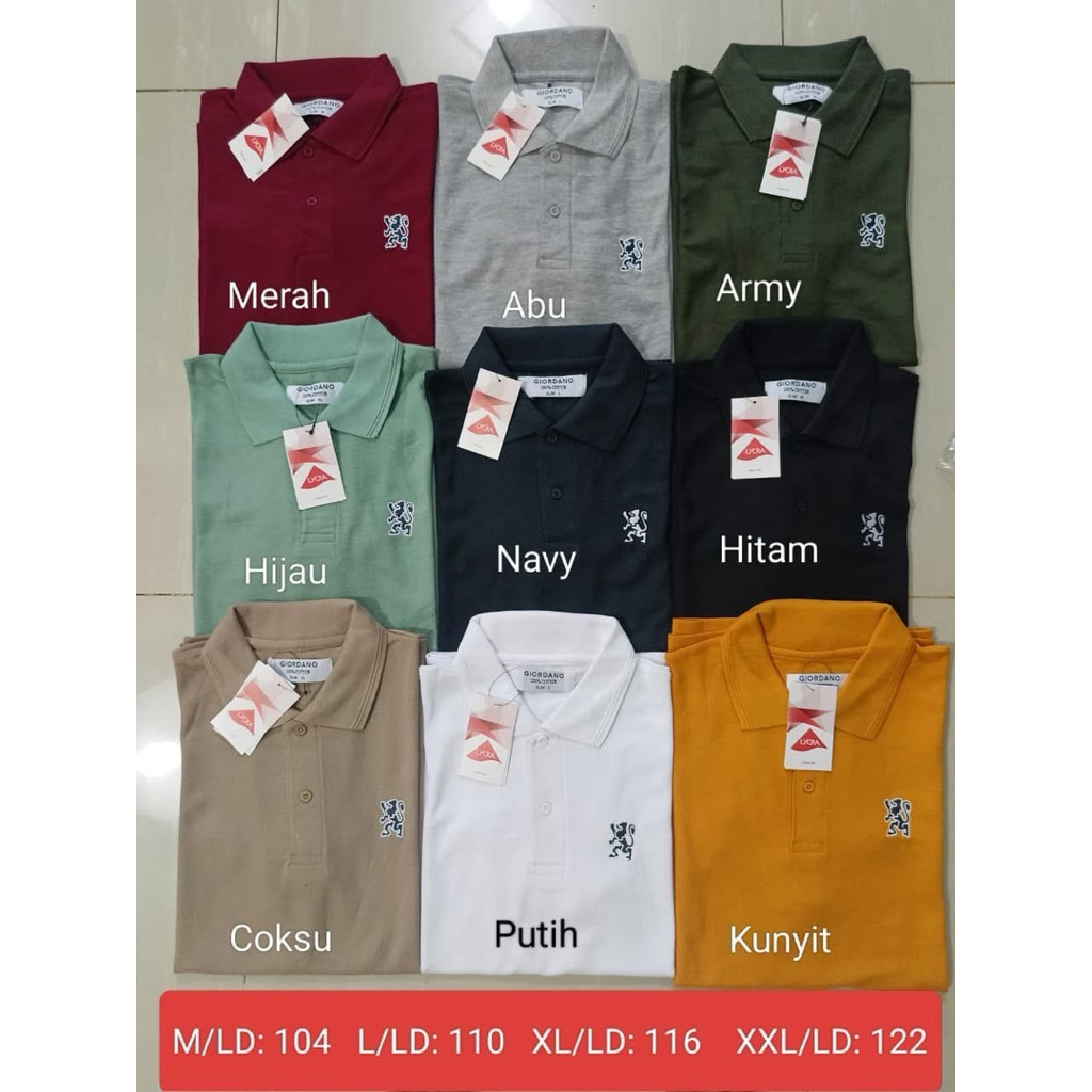 Kaos Polo Shirt GIORDANO/Kaos Kerah Polo Cewek/Cowok