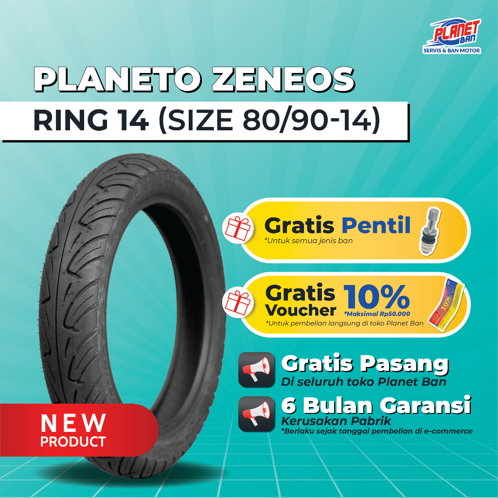 Ban Motor Ring 14 - 80/90 Zeneos Planeto Tubeless (Ban Motor Beat, Scoopy (Old), Genio, Vario 125, V
