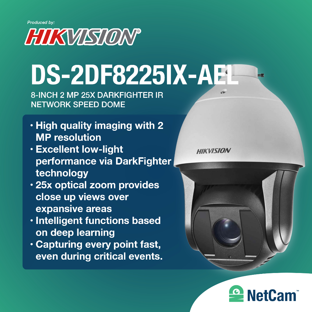 HIKVISION OUTDOOR IP CCTV PTZ DS-2DF8225IX-AEL HD 2MP 25X ZOOM DARK FIGHTER IR NETWORK SPEED DOME 5.