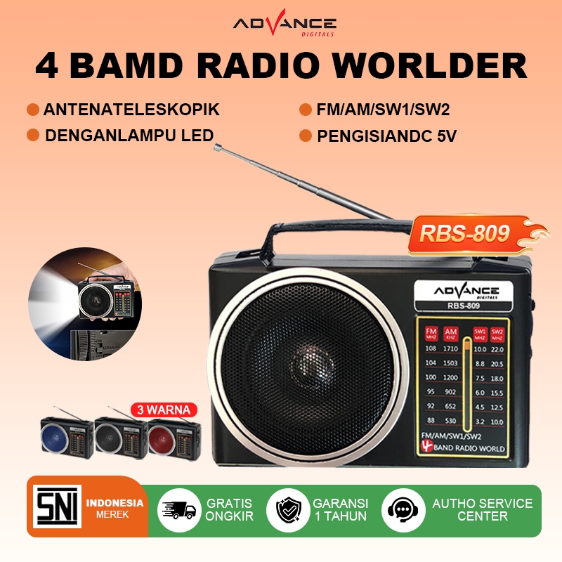 Advance radio fm  RBS-809 radio fm / am / sw1 / sw2 radio 4 band radio jadul radio mini portable rad