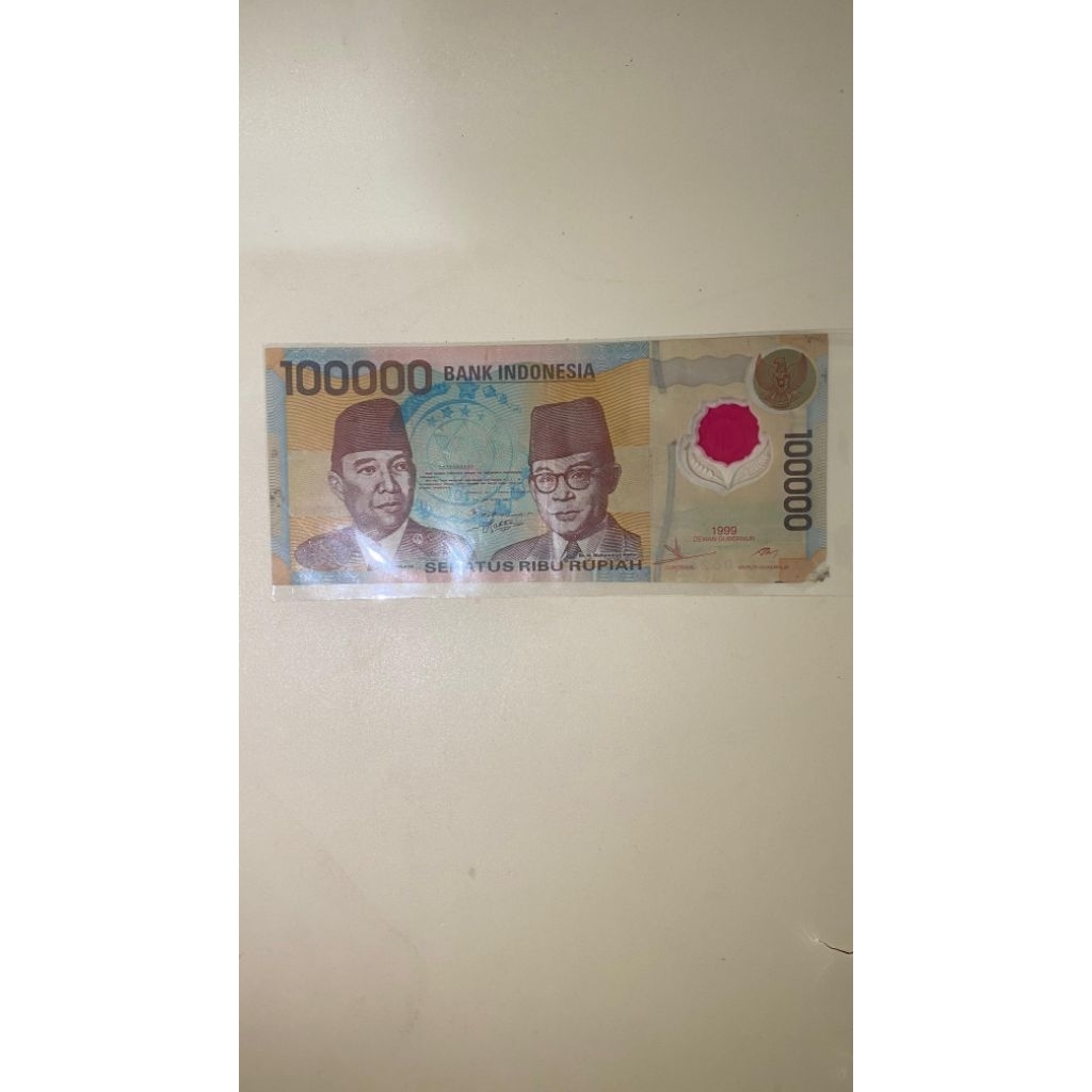 Uang kuno 100 ribu polimer stempel khusus