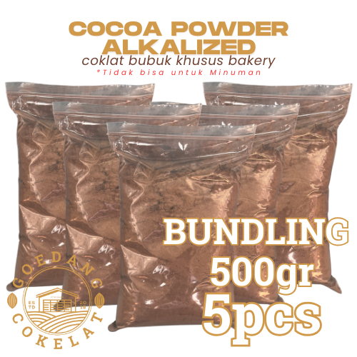 Goedang Cokelat | [BUNDLING 5 PCS] | Cokelat BUBUK 500gr Murni Tanpa Gula | cocoa powder / toko baha