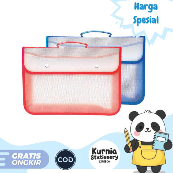 Grand Map Zipper Kancing Plastik Besar / Map Ziper Kancing Plastik Transparan (Satuan)