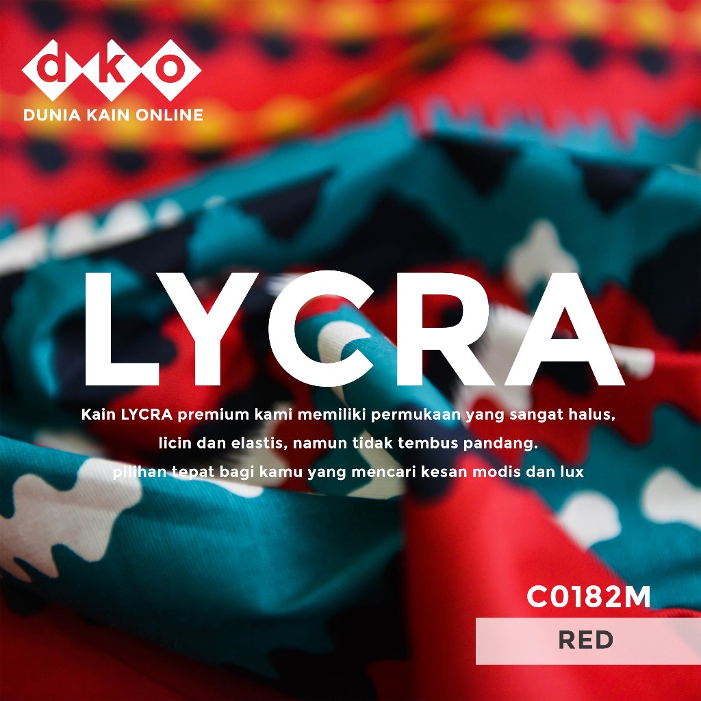 (Variasi) DKO Kain LYCRA Premium Cotton Stretch Merah Motif Zig-Zag