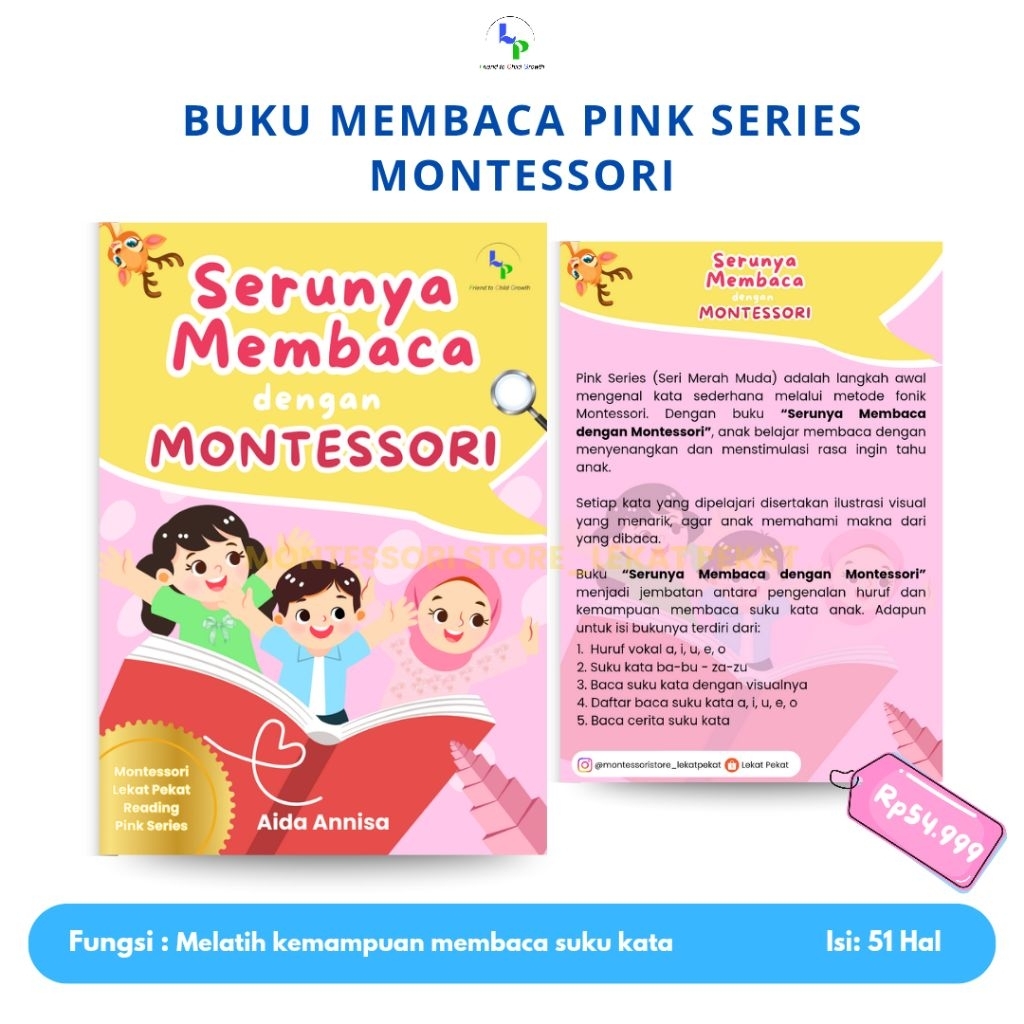 Buku Membaca Montessori - Pink Series Bahasa Indonesia