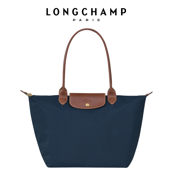 Longchamp* Navy blue Tote Bag Tas Nilon Tas Wanita Authentic