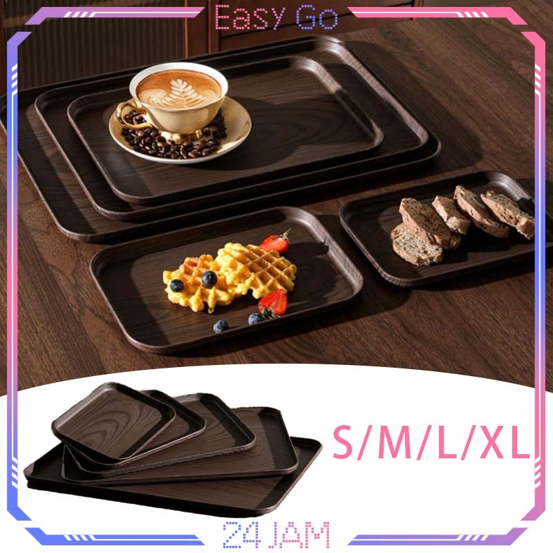 Nampan Makanan Aesthetic Nampan Saji Makanan Motif Kayu Serbaguna Nampan Plastik Aesthetic Tray Maka