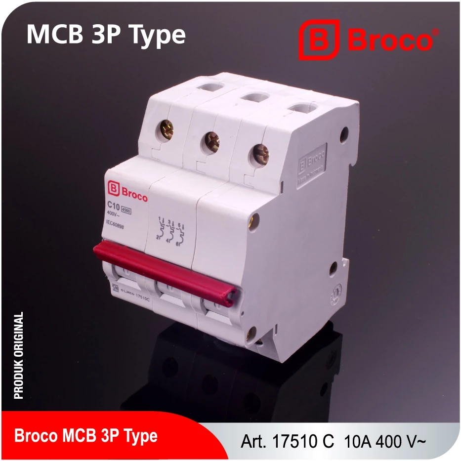 Broco Electrical 17510C MCB 3 PHASE 10A / MCB Broco 3 10A SNI