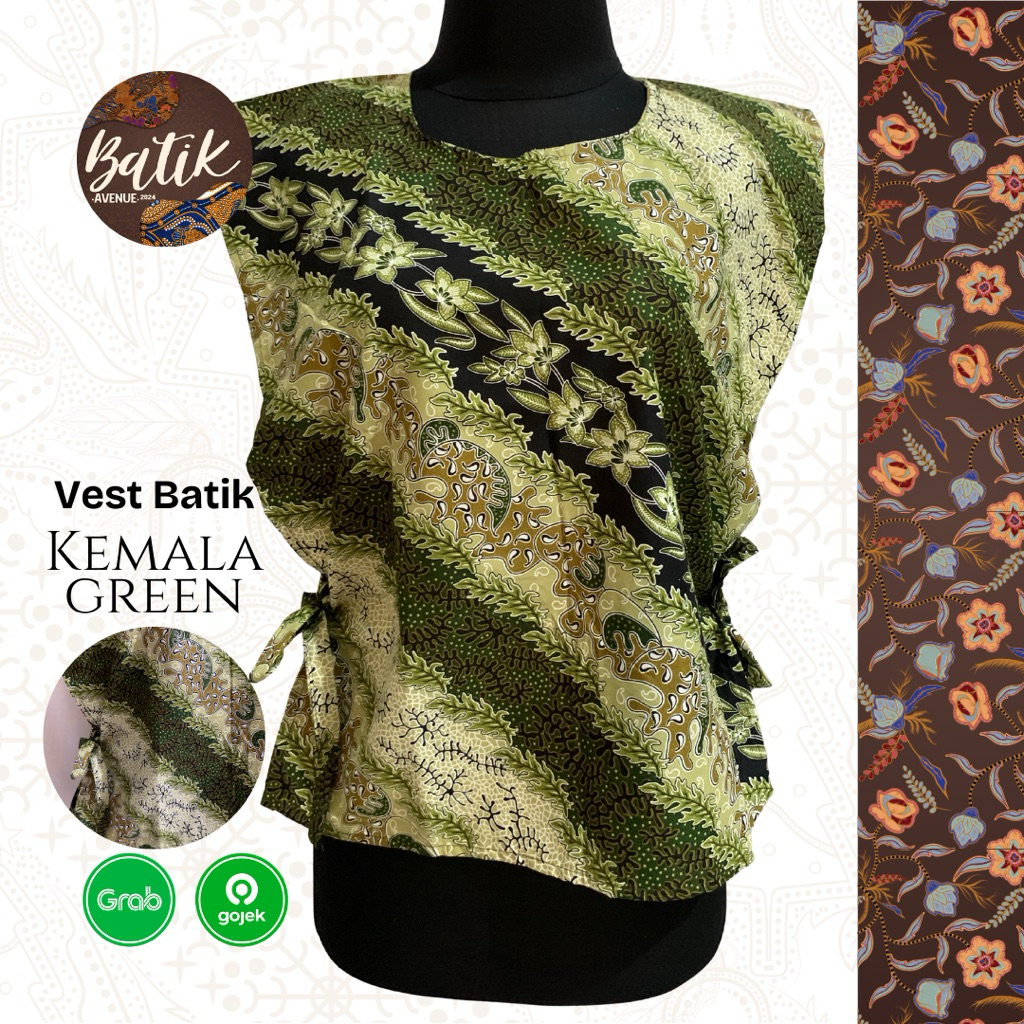 Vest Batik Wanita Premium- Kemala Green / Vest Batik Termurah / Vest Wanita / Atasan Wanita / Atasan