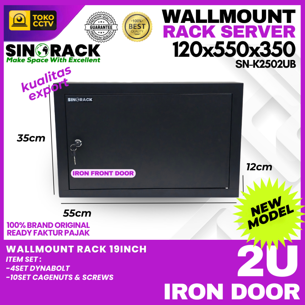 Wallmount Rack Server 2U, Rak Server Single Door 2U