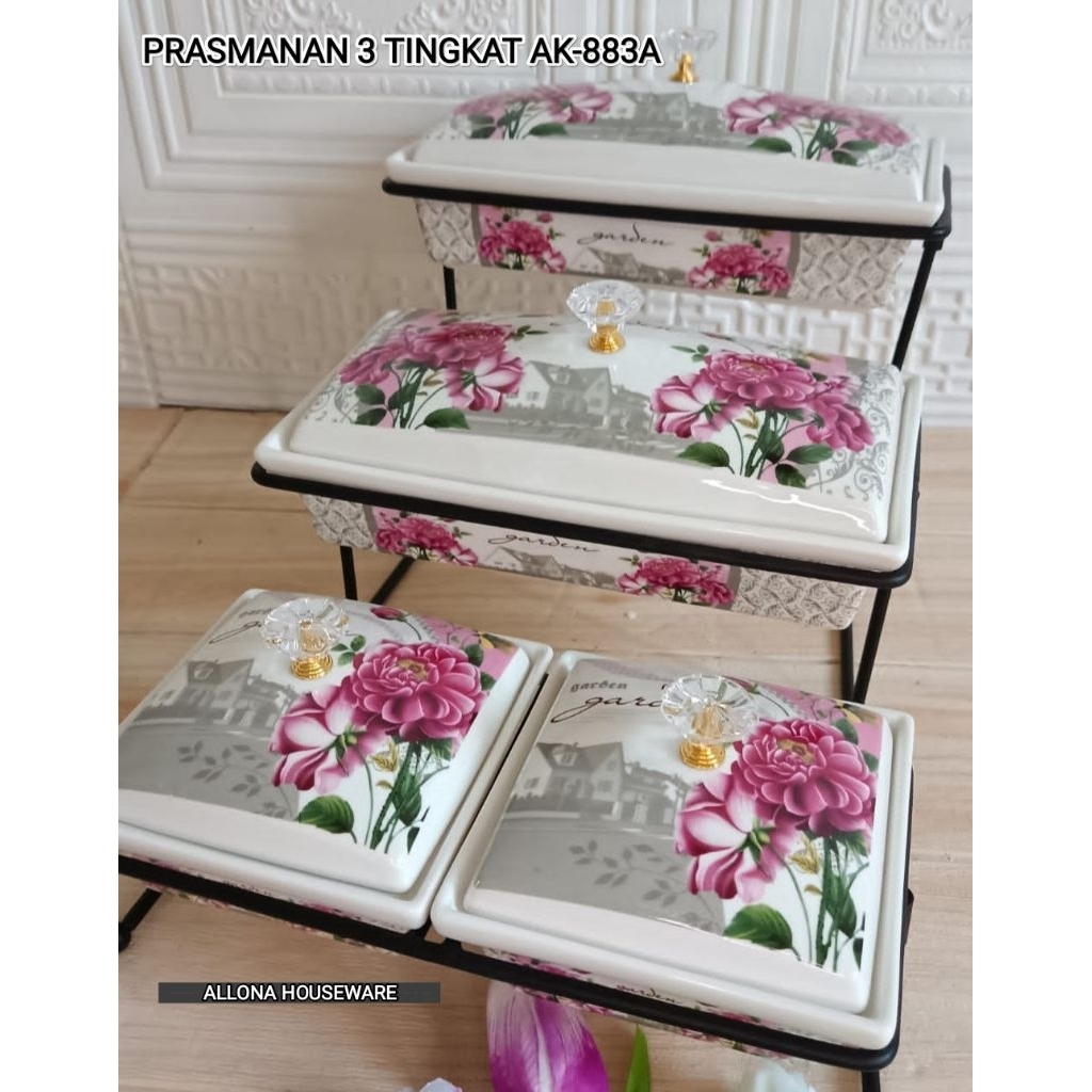 (PACKING KAYU) PRASMANAN SEGI BERTINGKAT 3 FIORENZA AK-883A & AK-883B