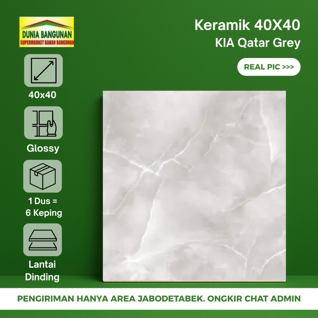 Keramik 40x40 Lantai KIA Qatar Grey Keramik Lantai Marble Grey Glossy