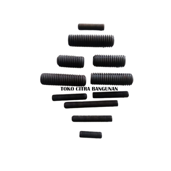 Set L Screw M8 Baut Tanam Kunci L Baut Tanpa Kepala 8 mm Stud Bolt Baut Socket Set Screw