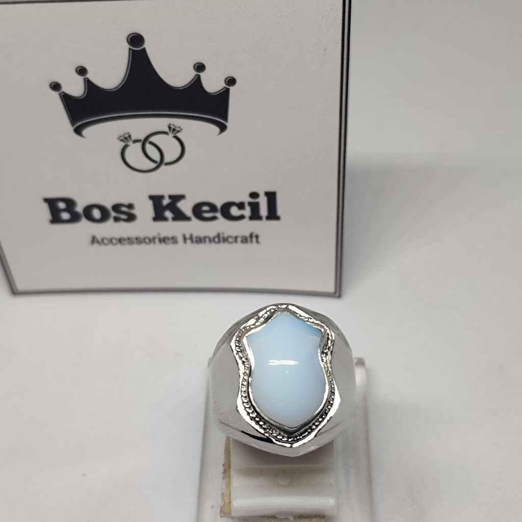 cincin akik batu barjadz abyadz putih susu terompah Rasulullah SAW / cincin akik batu barjadz abyadz